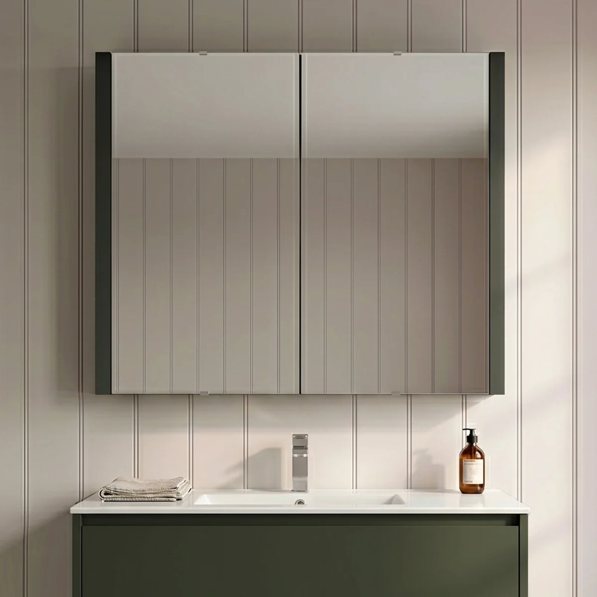 Balterley Bianca Wall Hung 2 Door Mirror Cabinet - Gloss Grey - Gloss Grey – image 4
