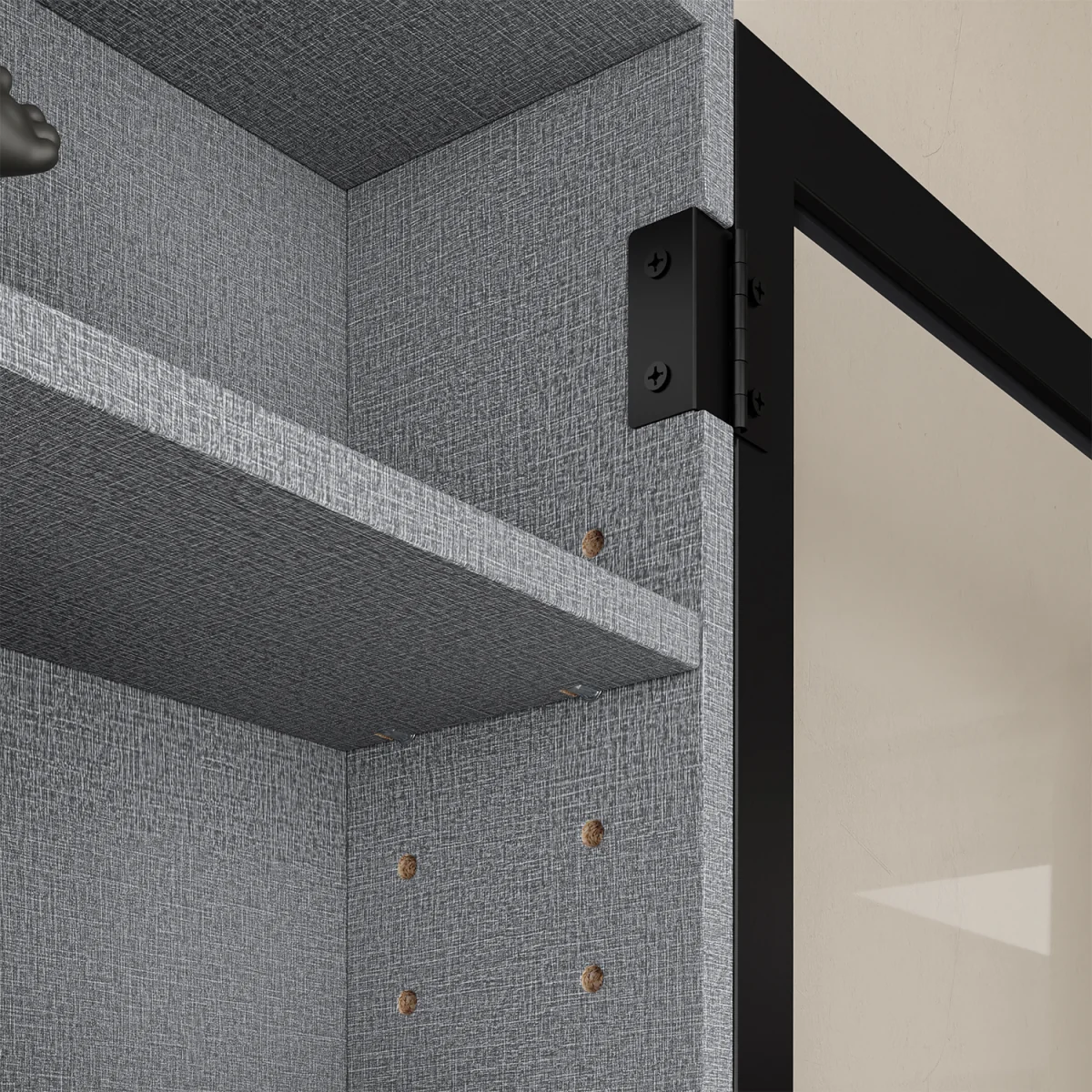 Wall Cabinet with Glass Doors and 5 Shelves - Gray – image 14