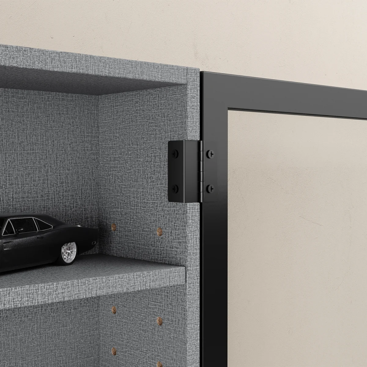 Wall Cabinet with Glass Doors and 5 Shelves - Gray – image 15