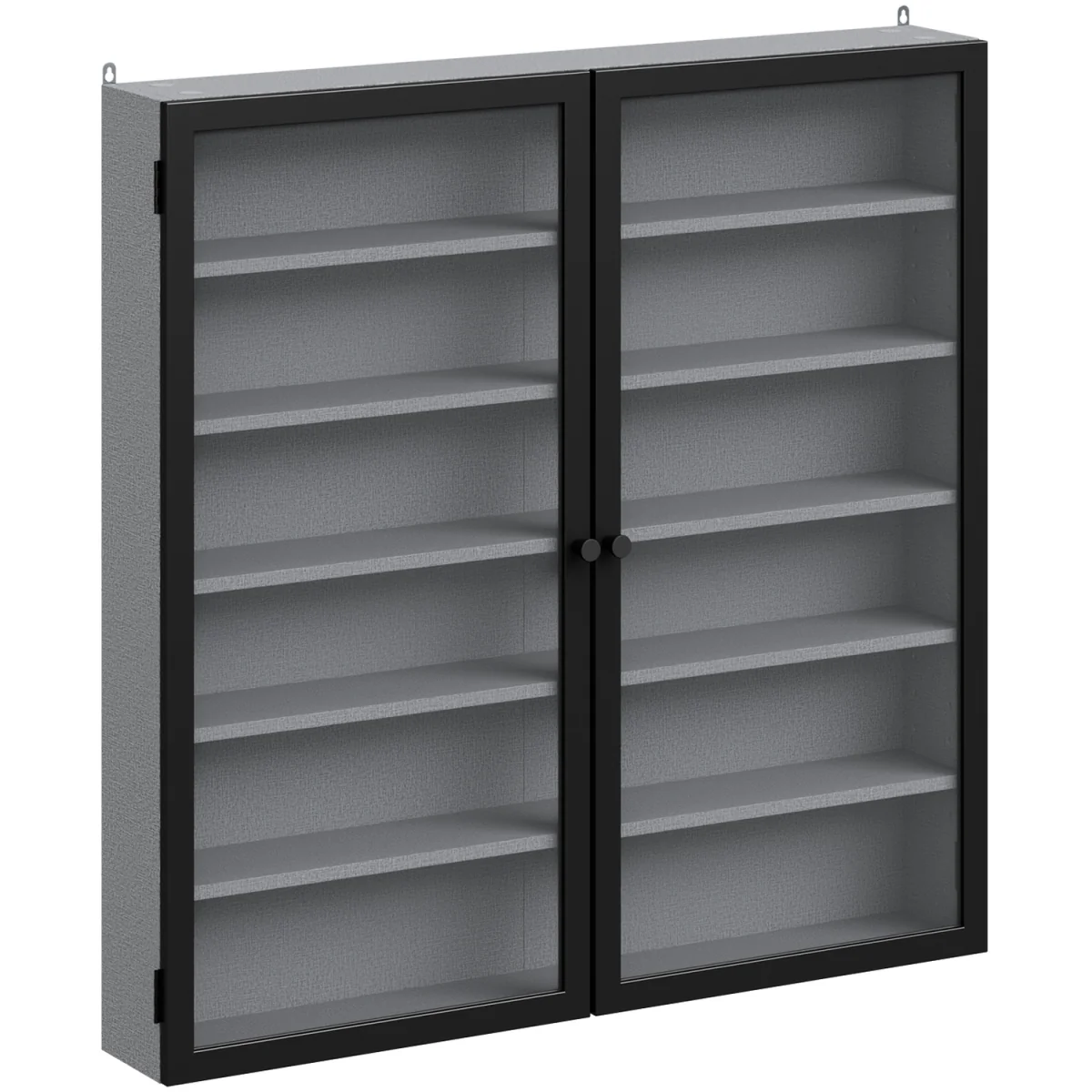 Wall Cabinet with Glass Doors and 5 Shelves - Gray – image 4