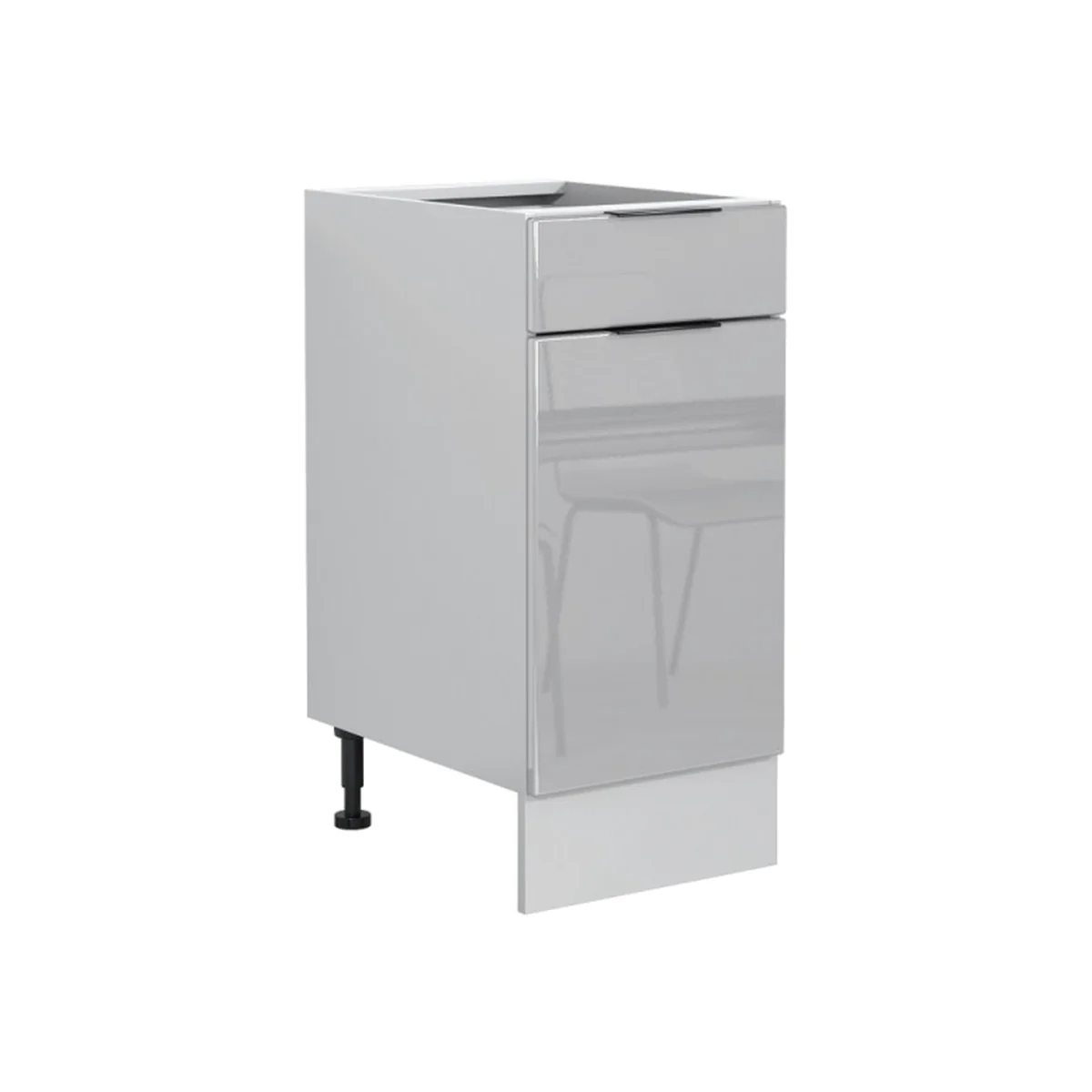 Kitchen Cabinets 7-Unit Set, 240cm Light Dove Grey High Gloss, MDF, Flat-pack - Light Dove Grey High Gloss / Grey Matt