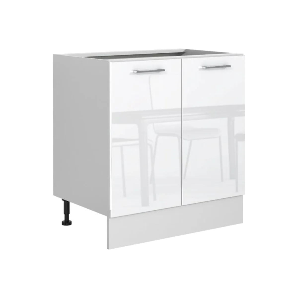 Ella 800mm Under-Sink Base Cabinet by Impact Furniture in White High Gloss and Grey Matt. - White High Gloss / Grey Matt