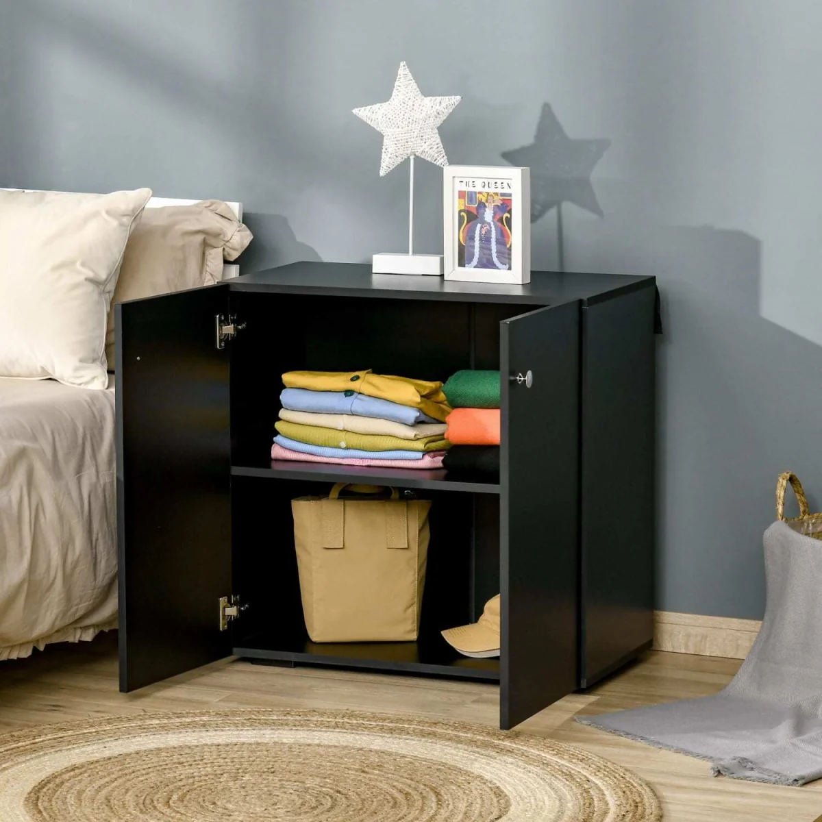 Cosofi Black Freestanding Storage Cabinet 2 Doors 2 Shelves – image 7