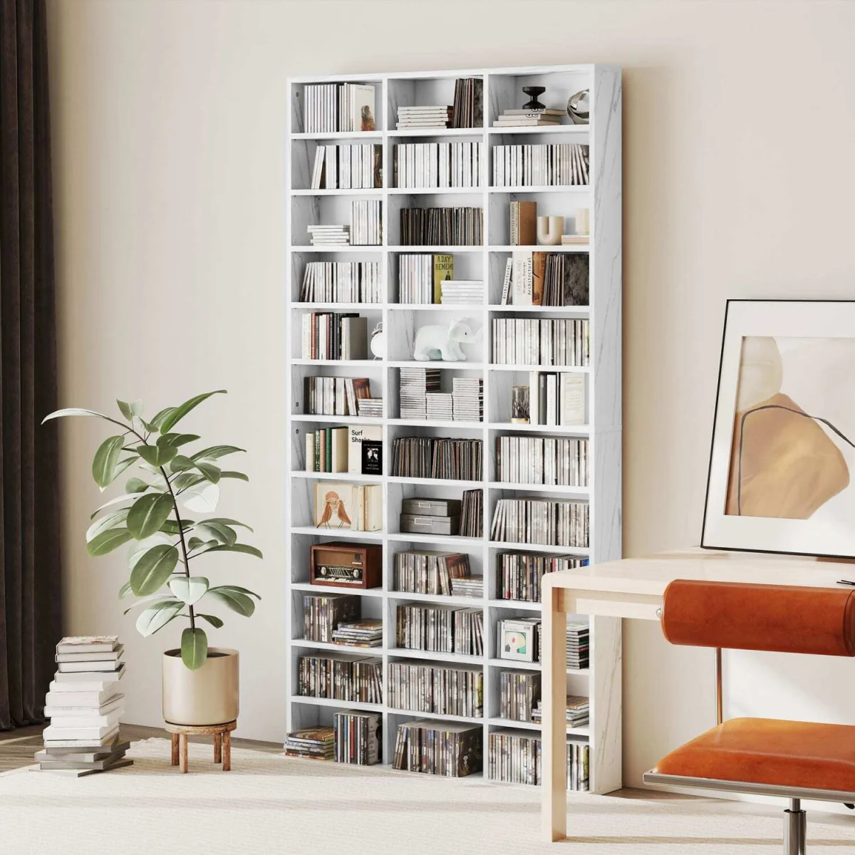 Somole Tano Wooden Marble Effect Adjustable CD Storage Cabinet 102 x 195 cm – image 2