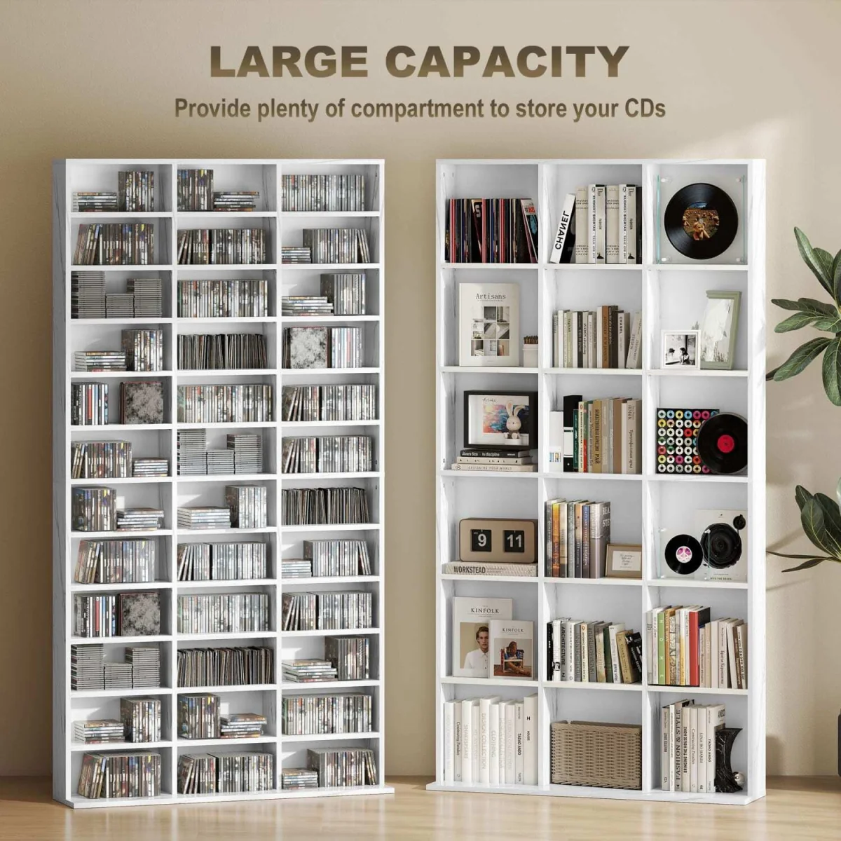 Somole Tano Wooden Marble Effect Adjustable CD Storage Cabinet 102 x 195 cm – image 5
