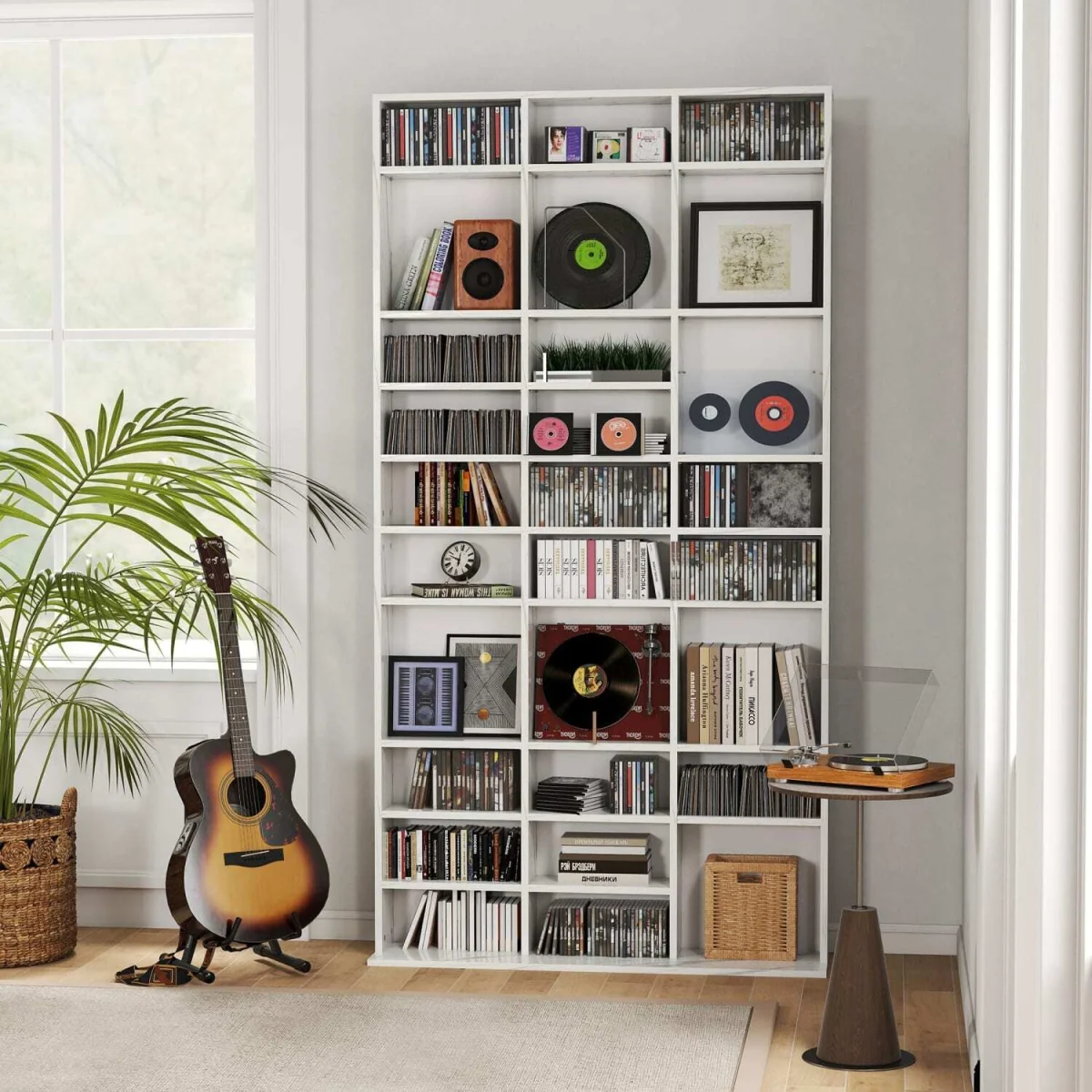 Somole Tano Wooden Marble Effect Adjustable CD Storage Cabinet 102 x 195 cm – image 8