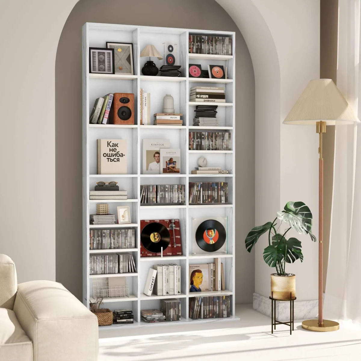 Somole Tano Wooden Marble Effect Adjustable CD Storage Cabinet 102 x 195 cm – image 10