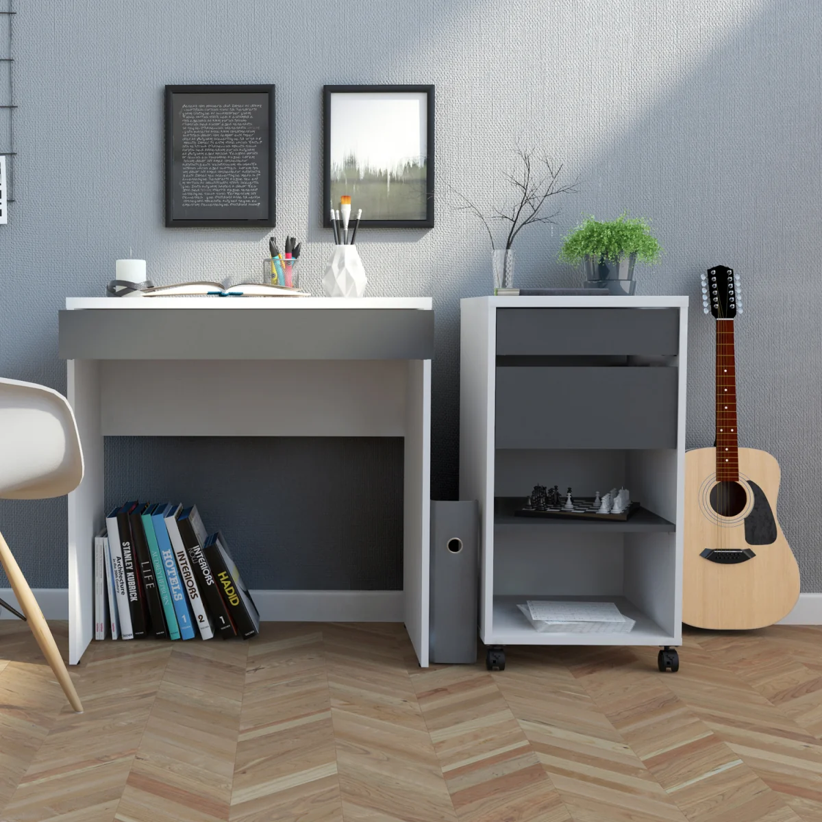 Function Plus Mobile File Cabinet 2 Drawers 1 Shelf - White – image 2