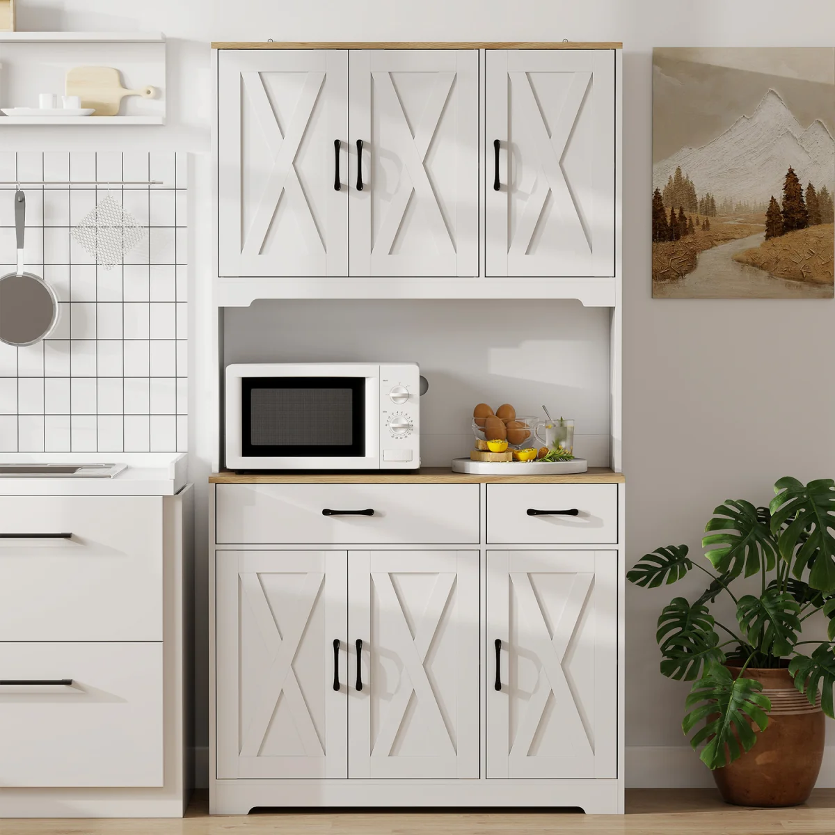 HOMCOM 175cm Tall Kitchen Pantry, Kitchen Cabinet w/ Drawers, Shelves, White - White – image 7