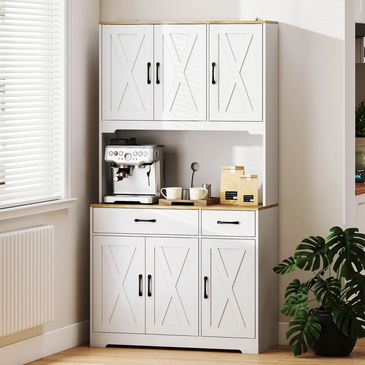 HOMCOM 175cm Tall Kitchen Pantry, Kitchen Cabinet w/ Drawers, Shelves, White - White – image 8