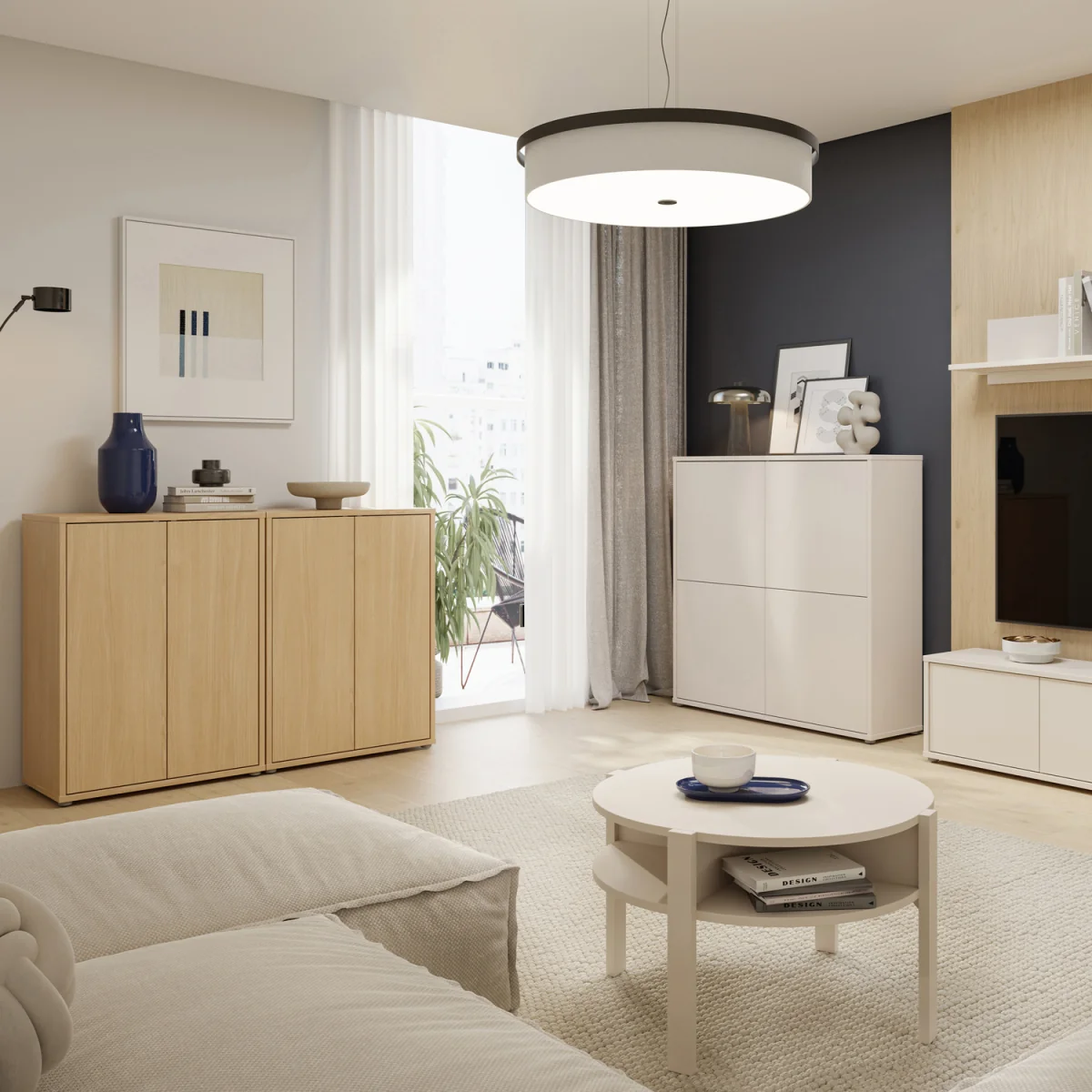 Alice Springs Tall 2 Door Cabinet with Push-Open Doors in Light Grey - Taupe – image 23