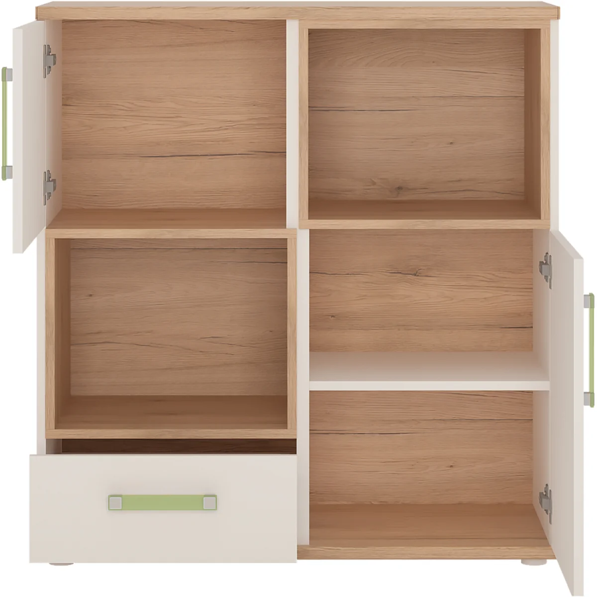 4KIDS 2 Door 1 Drawer Cupboard with 2 Open Shelves with Lemon Handles - Lemon – image 5