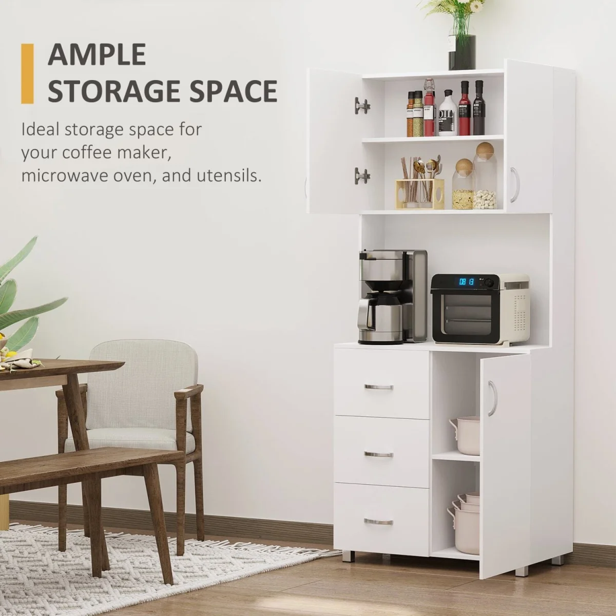 Dika Tall White Kitchen Storage Cabinet 183.5 cm – image 2
