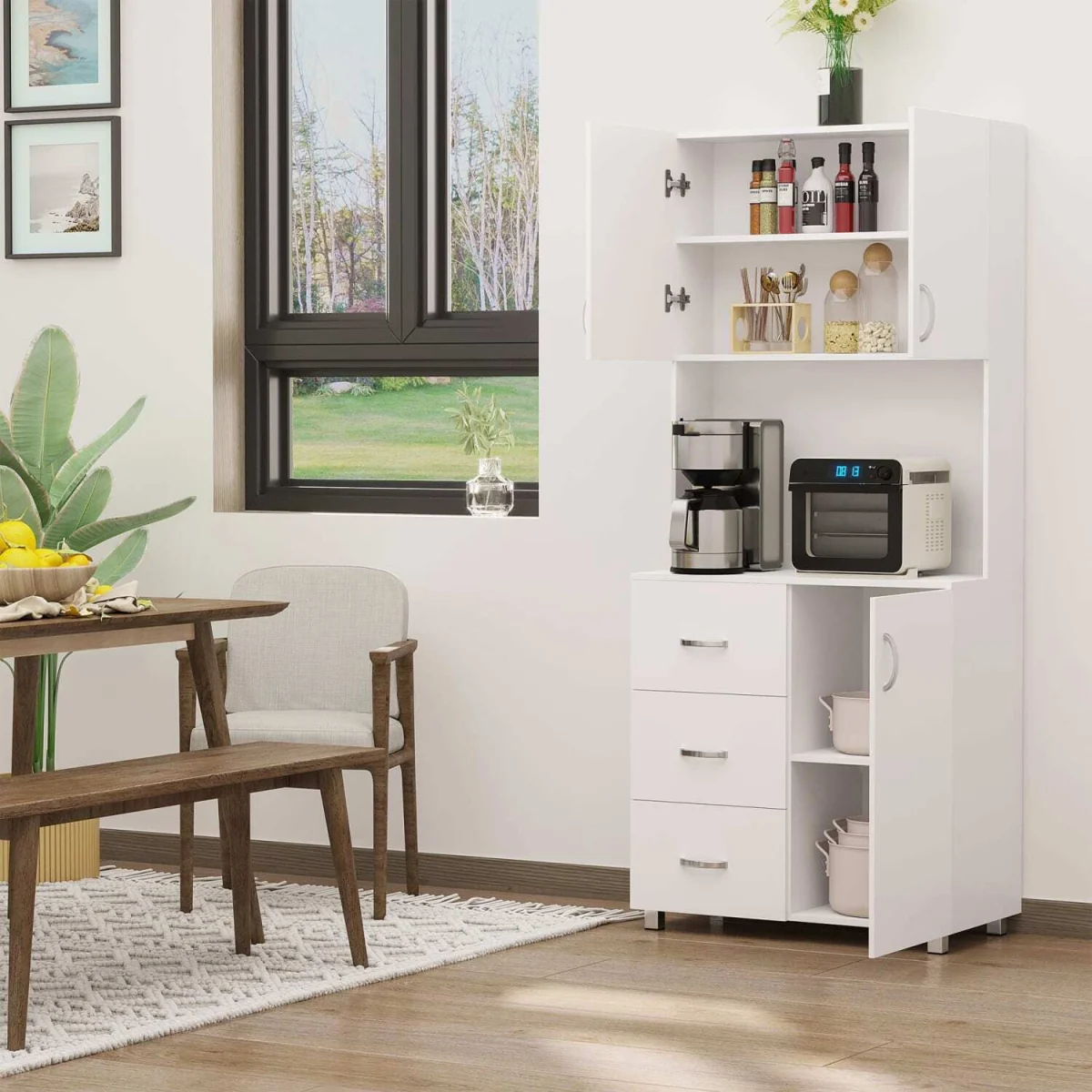 Dika Tall White Kitchen Storage Cabinet 183.5 cm – image 4