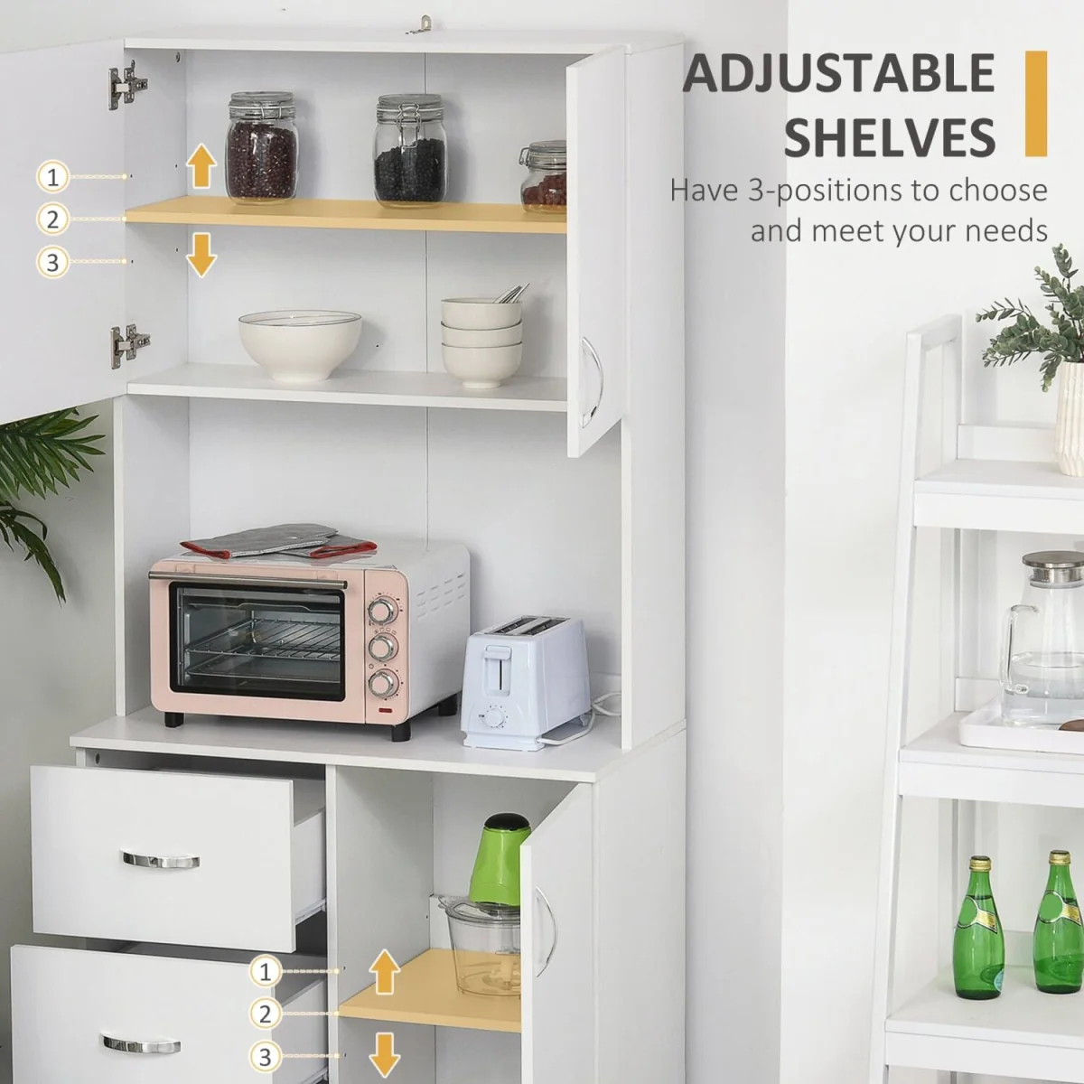 Dika Tall White Kitchen Storage Cabinet 183.5 cm – image 6