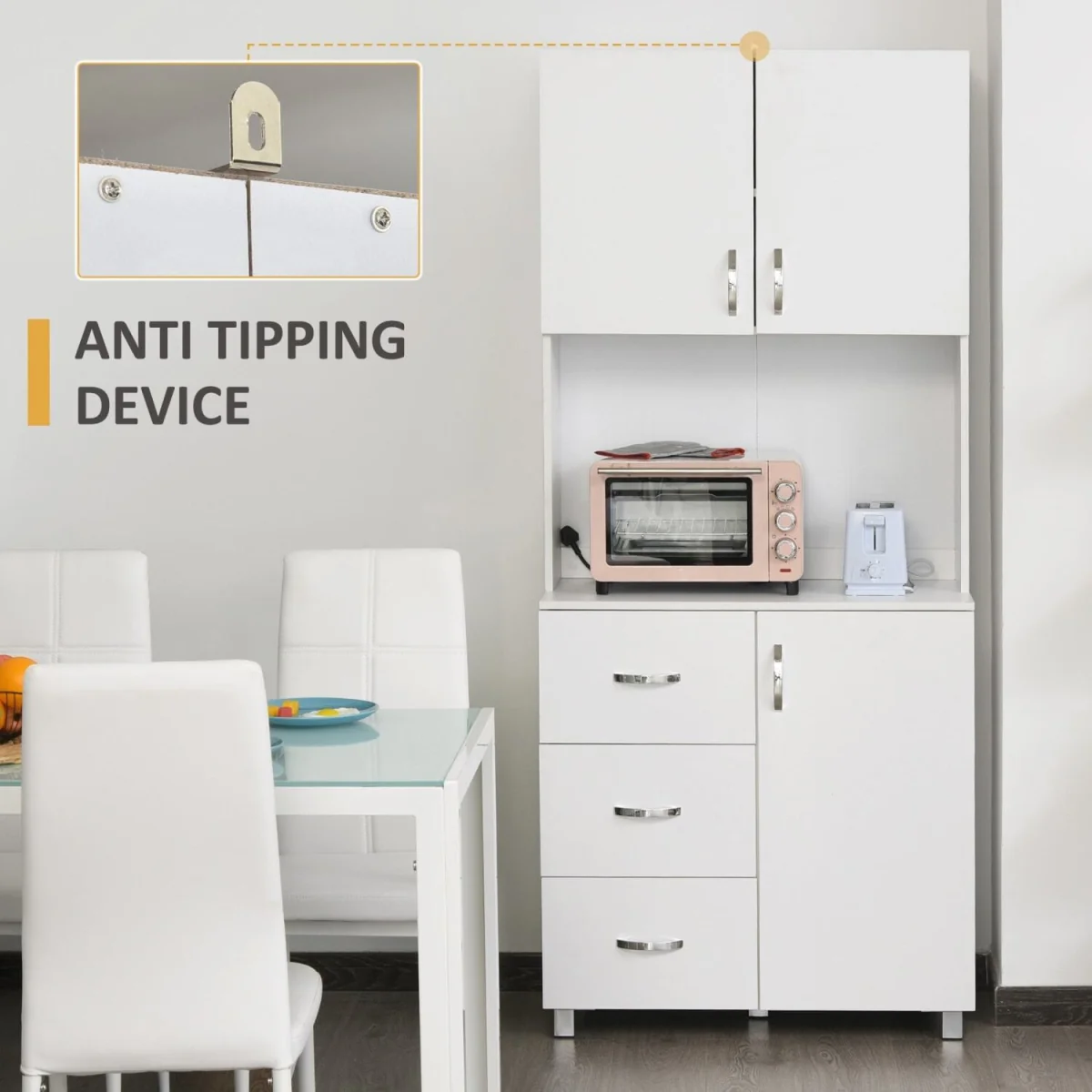 Dika Tall White Kitchen Storage Cabinet 183.5 cm – image 7