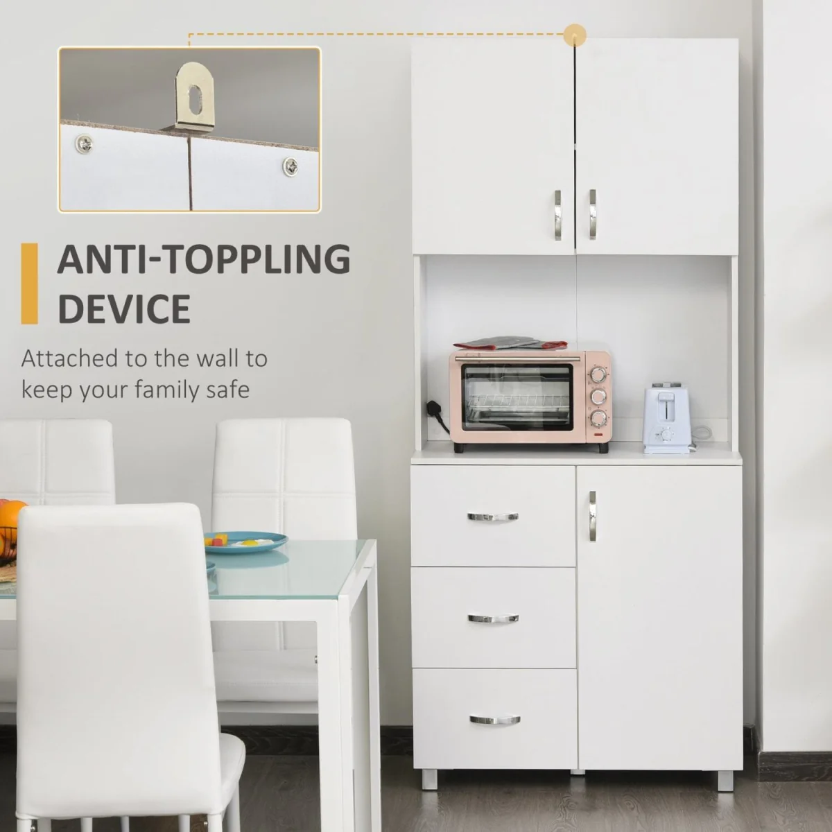 Dika Tall White Kitchen Storage Cabinet 183.5 cm – image 9
