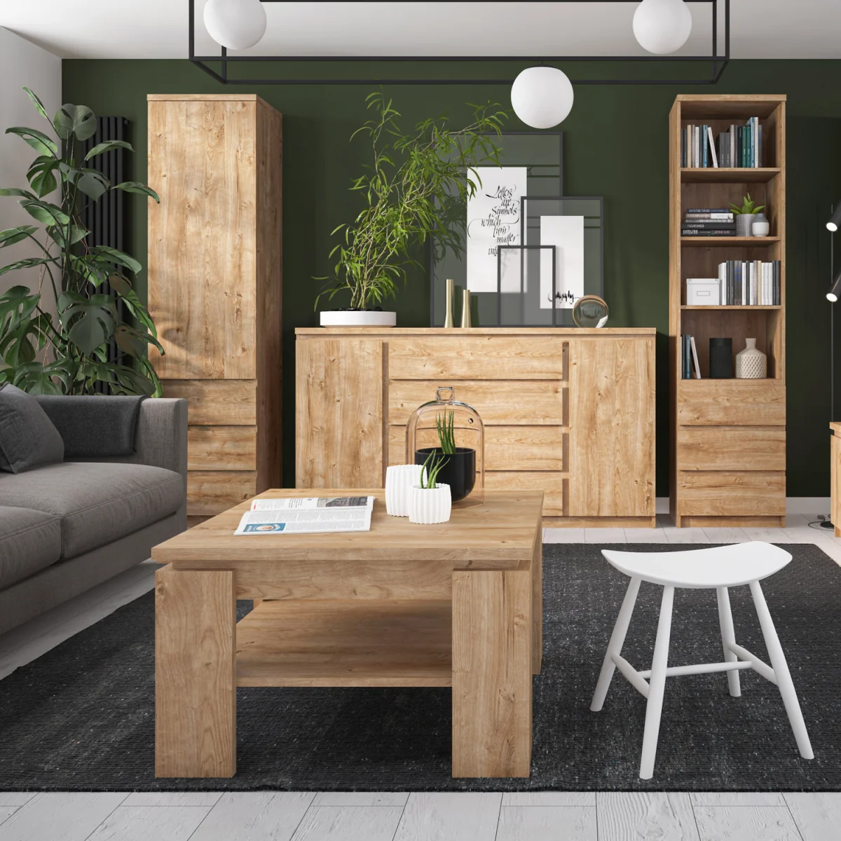 Fribo 1 Door 5 Drawer Cabinet in Oak - Oak – image 1