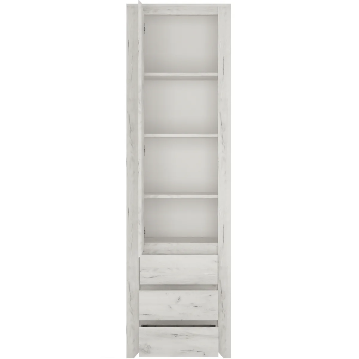 Angel Tall Narrow One Door 3 Drawer Narrow Cupboard - White – image 5