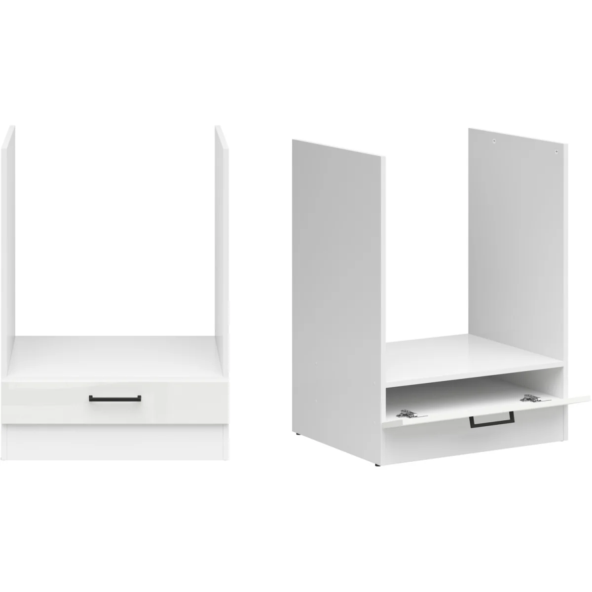Oven Housing Unit Kitchen Cabinet 600mm Modern Freestanding with Storage 60cm White Gloss - Junona - Chalk Gloss White / White Matt – image 3