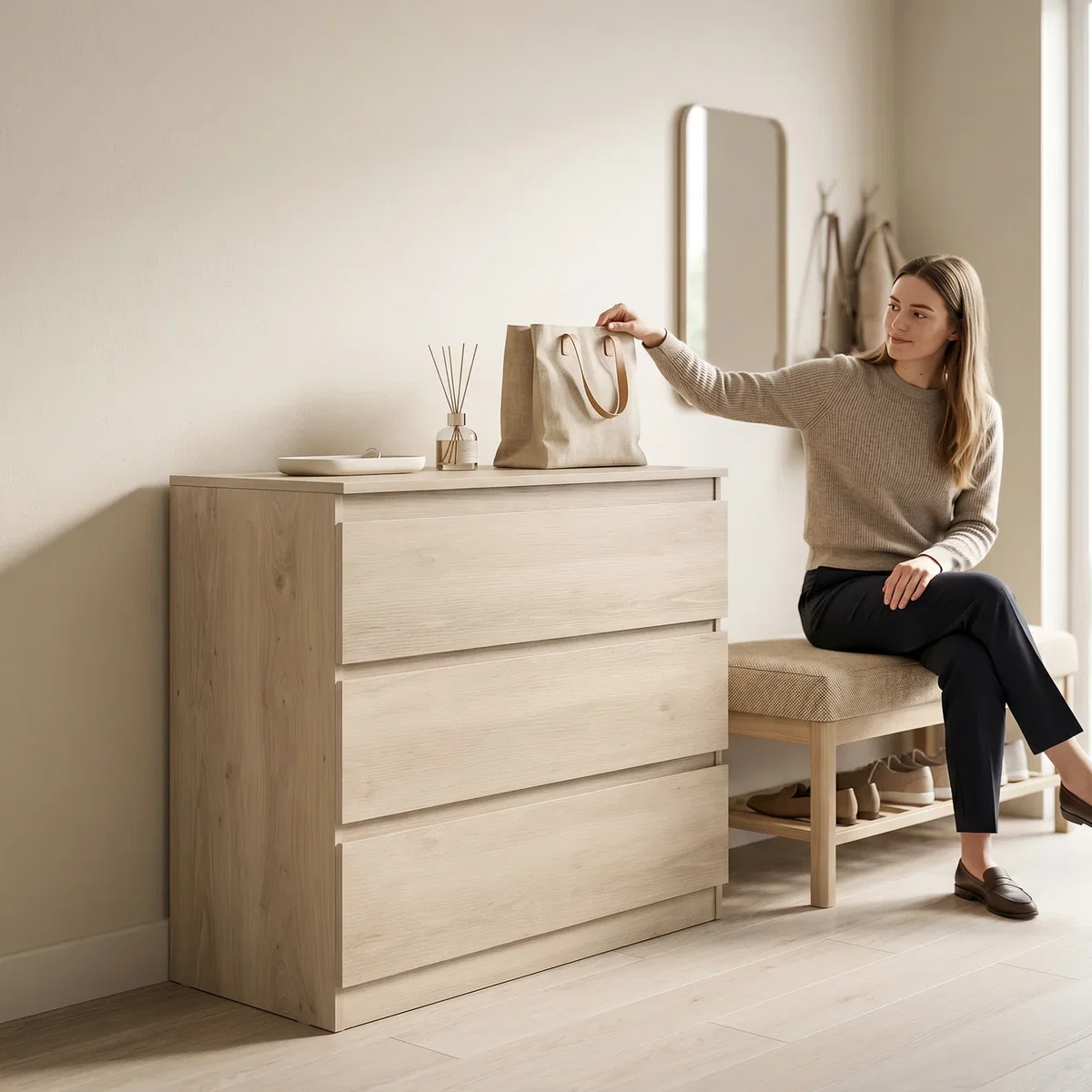 HOMCOM Chest of Drawers, Drawer Storage Cabinet - Oak – image 2