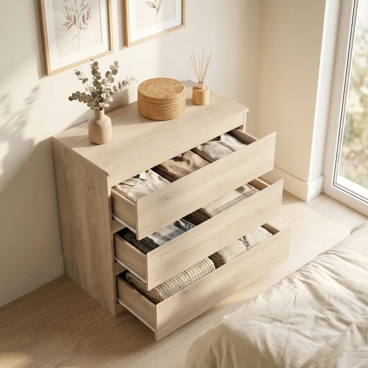HOMCOM Chest of Drawers, Drawer Storage Cabinet - Oak – image 4