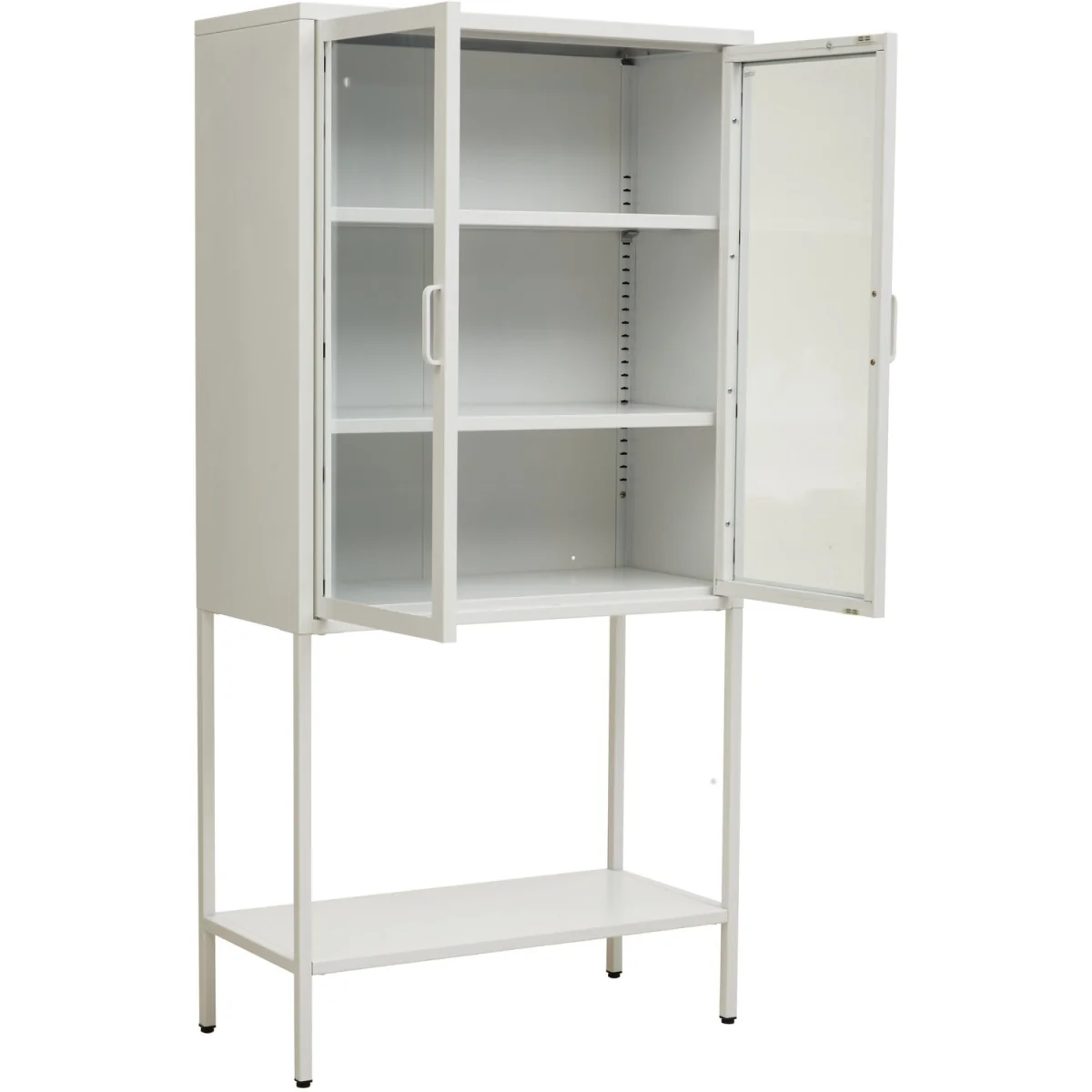 Acier Two Door White Metal Cabinet With Glass Doors - White – image 4
