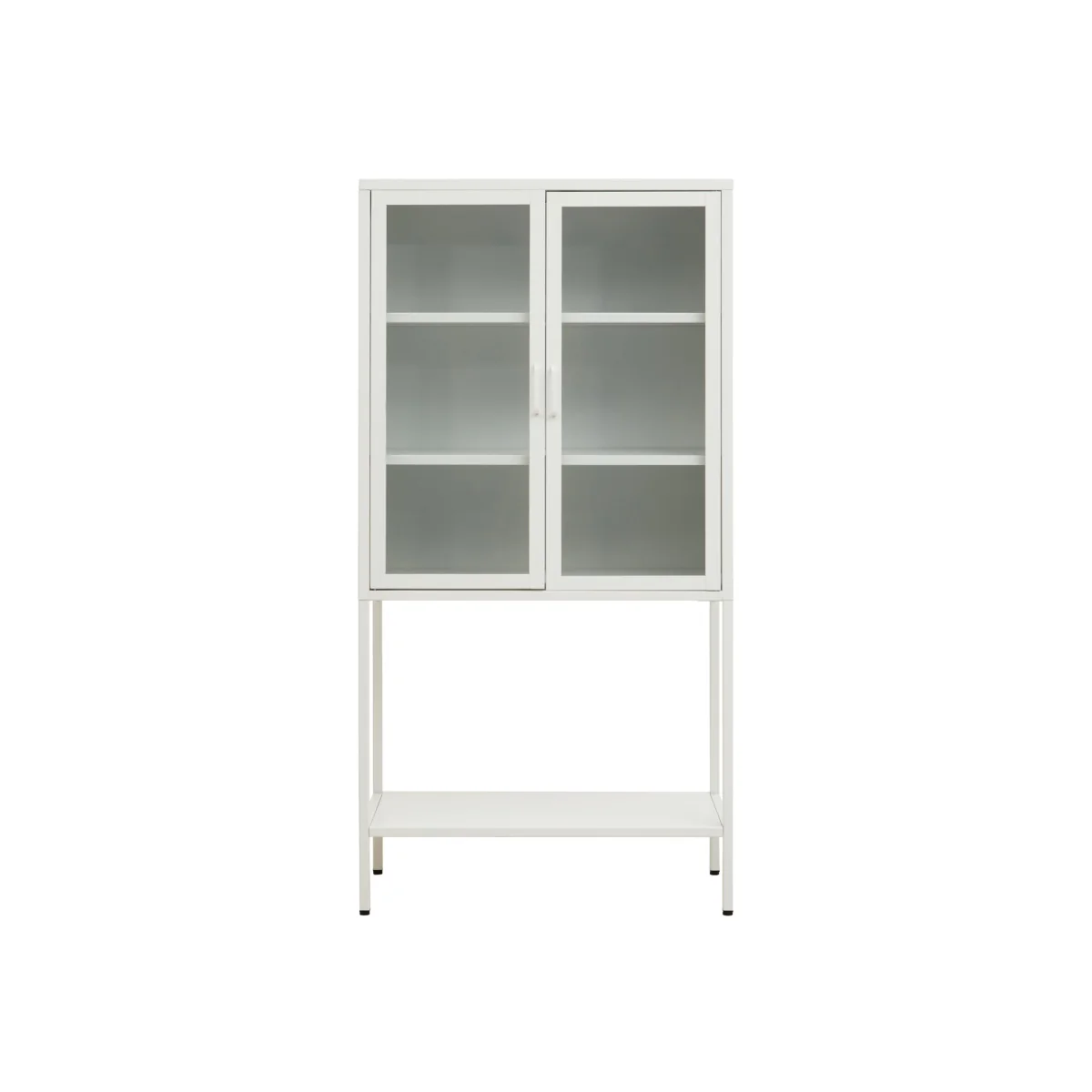 Acier Two Door White Metal Cabinet With Glass Doors - White – image 1