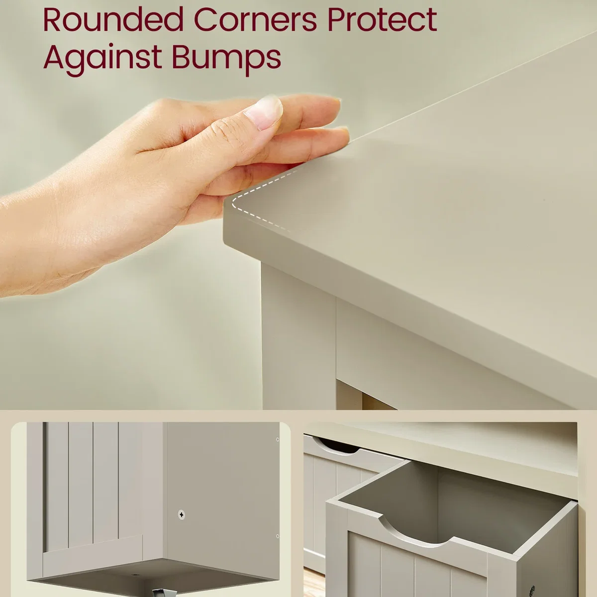 VASAGLE Kids Storage Cabinet with Wheels and Bins - Light Khaki – image 4