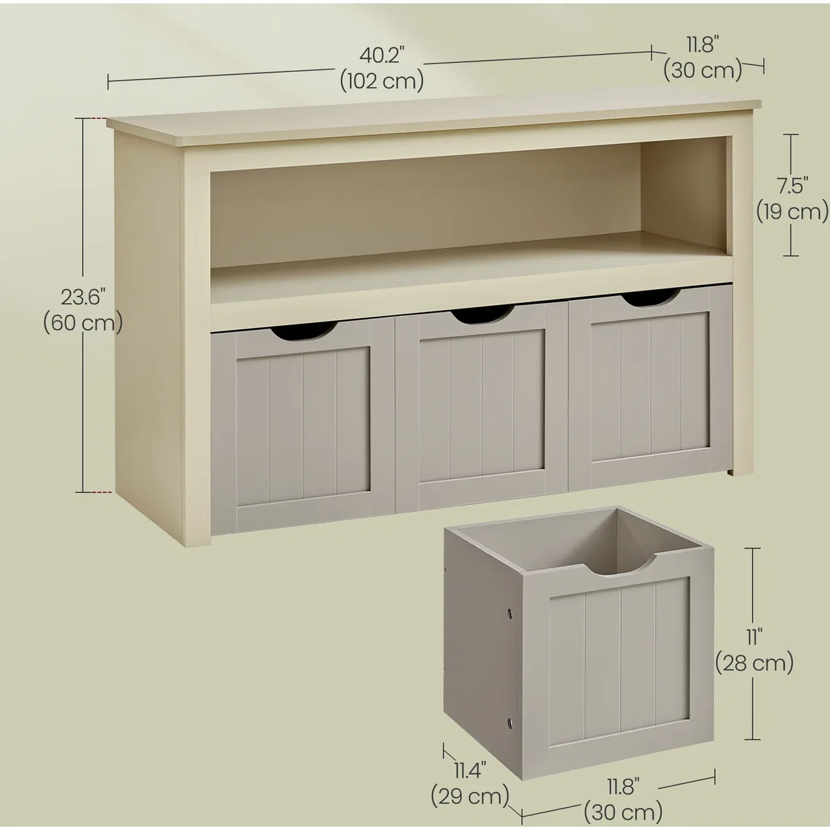 VASAGLE Kids Storage Cabinet with Wheels and Bins - Light Khaki – image 5