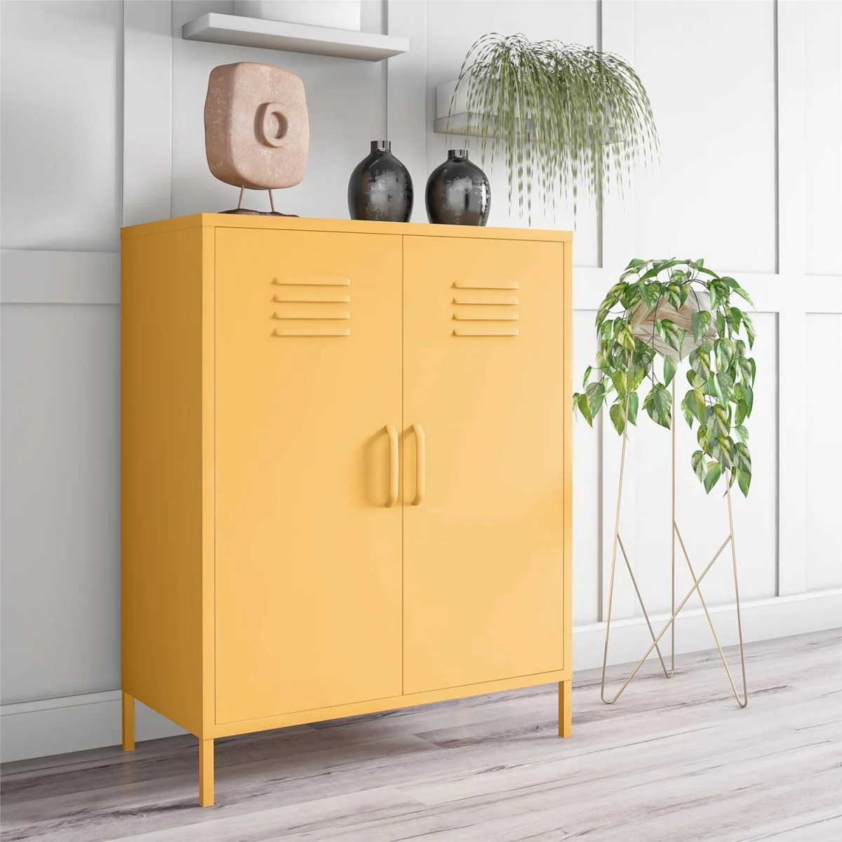 Cache Metal Locker Cabinet with 2 Doors Yellow – image 2