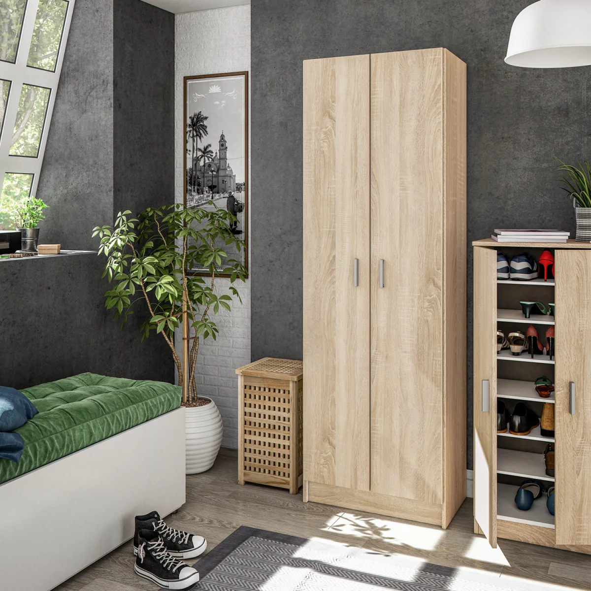 VITA 2 Door Shoe & Boot Cupboard - Oak – image 1