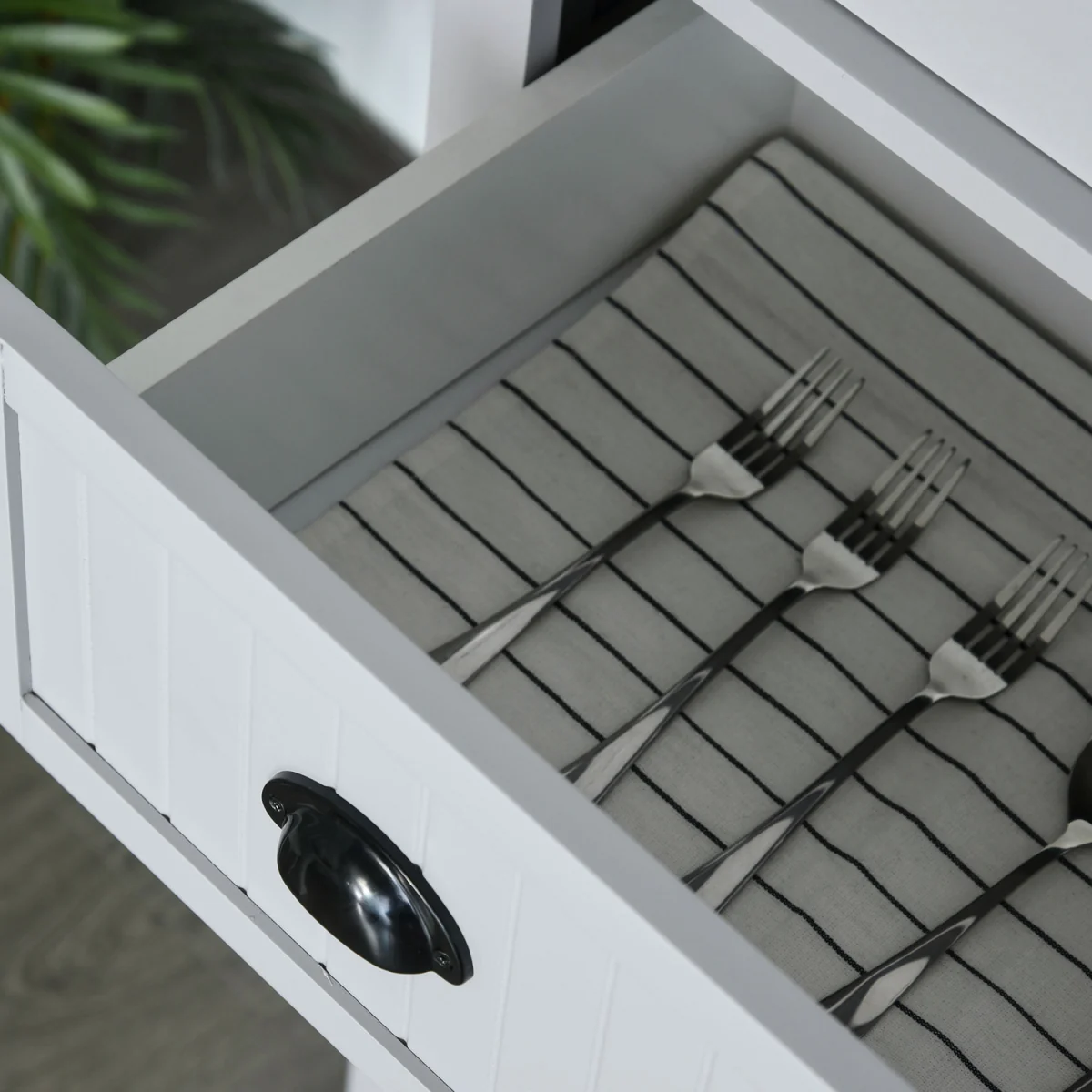 HOMCOM Kitchen Cupboard with Drawers and Doors 835-042V05WT - Grey – image 3