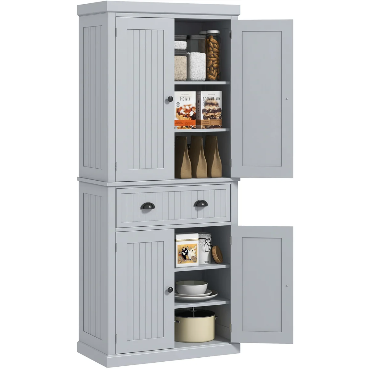HOMCOM Kitchen Cupboard with Drawers and Doors 835-042V05WT - Grey – image 8