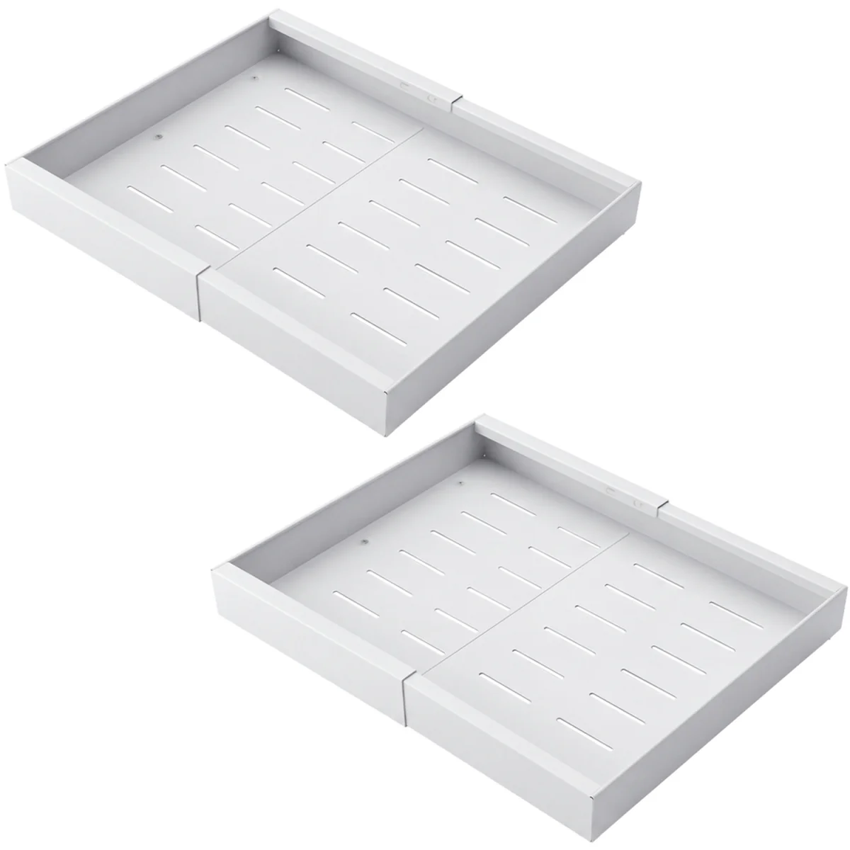 Pull Out Cabinet Organizer Adhesive 2 Pcs Expandable Storage Drawers - White – image 2
