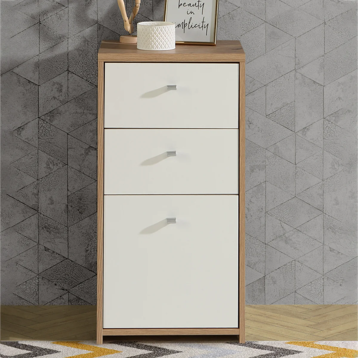 Best Chest Storage Cabinet 2 Drawers 1 Door in Artisan Oak/White - Artisan Oak & White – image 2