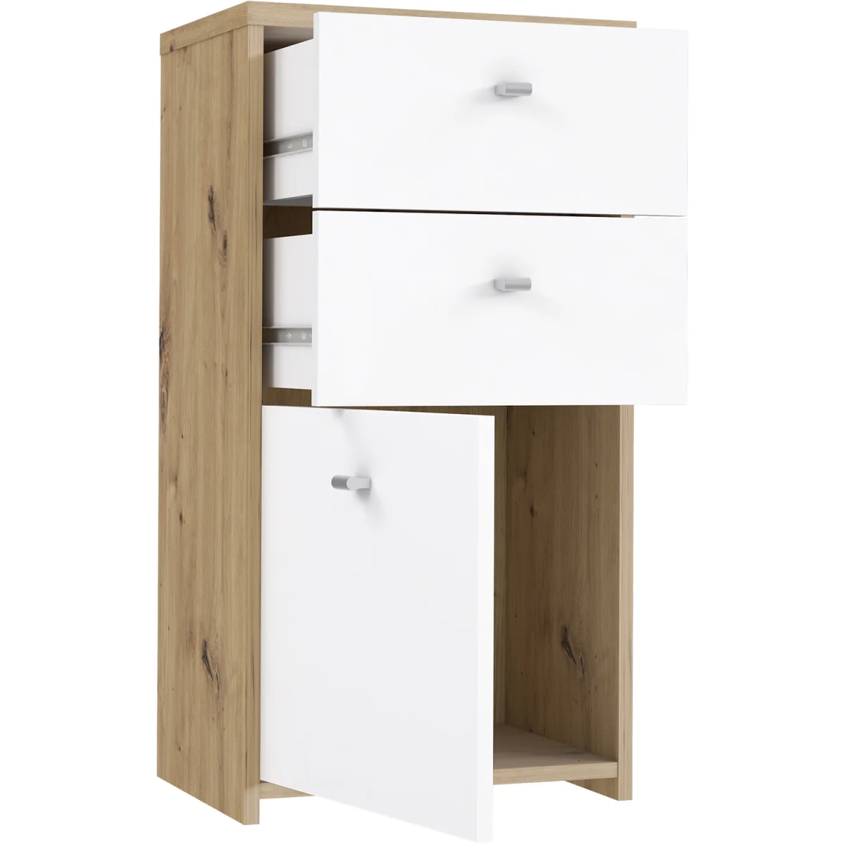 Best Chest Storage Cabinet 2 Drawers 1 Door in Artisan Oak/White - Artisan Oak & White – image 5