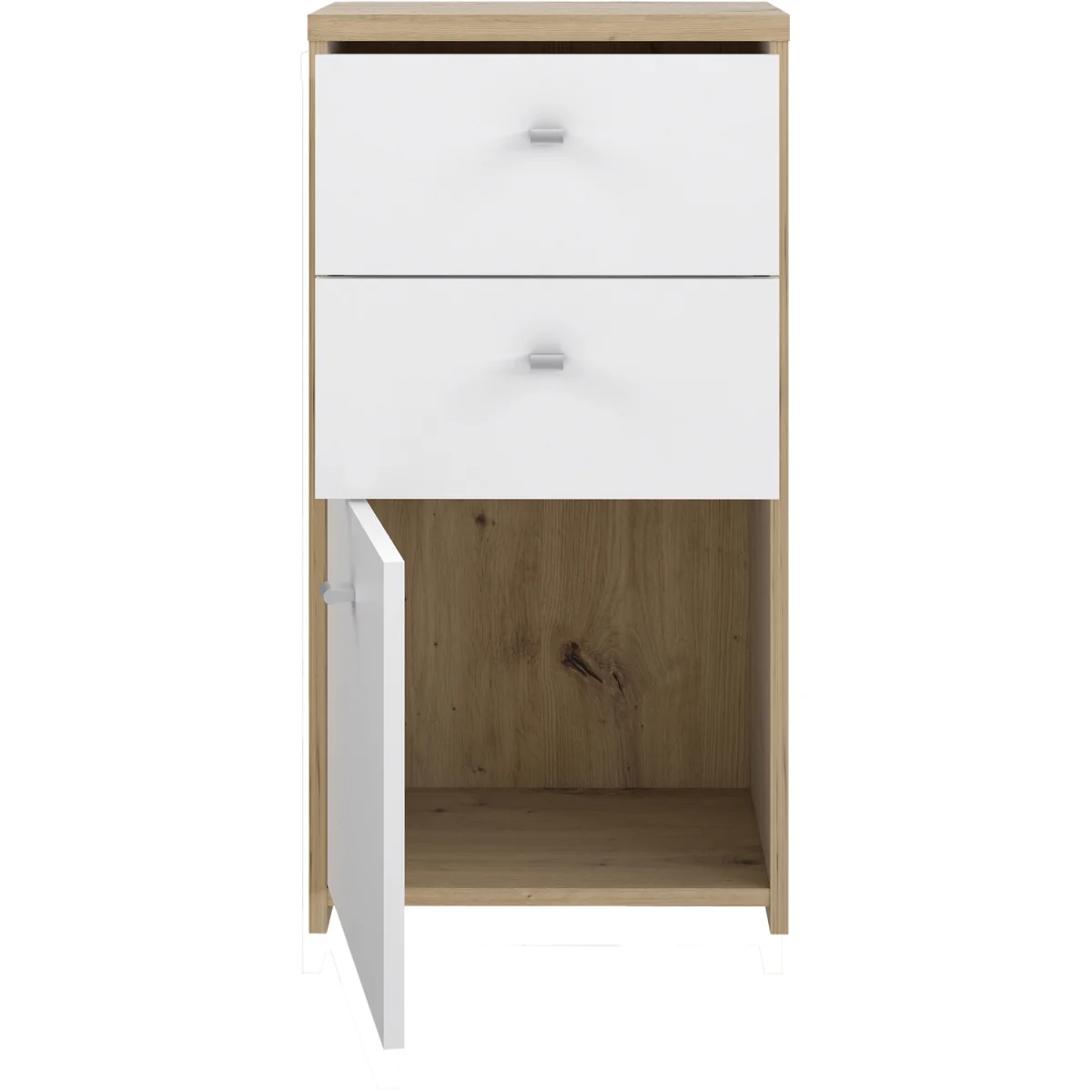 Best Chest Storage Cabinet 2 Drawers 1 Door in Artisan Oak/White - Artisan Oak & White – image 6