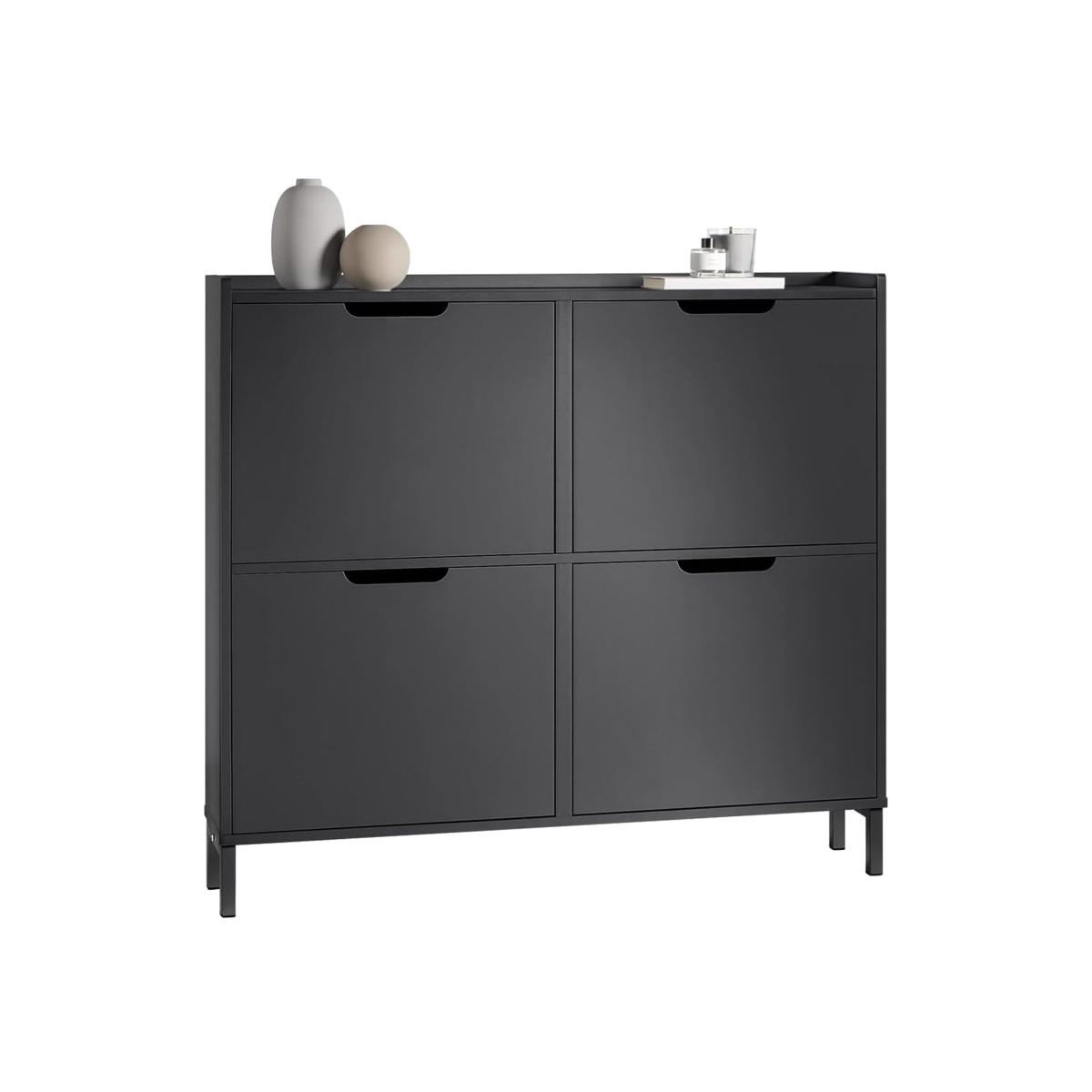 4 Flip-drawers Storage Cupboard - Black