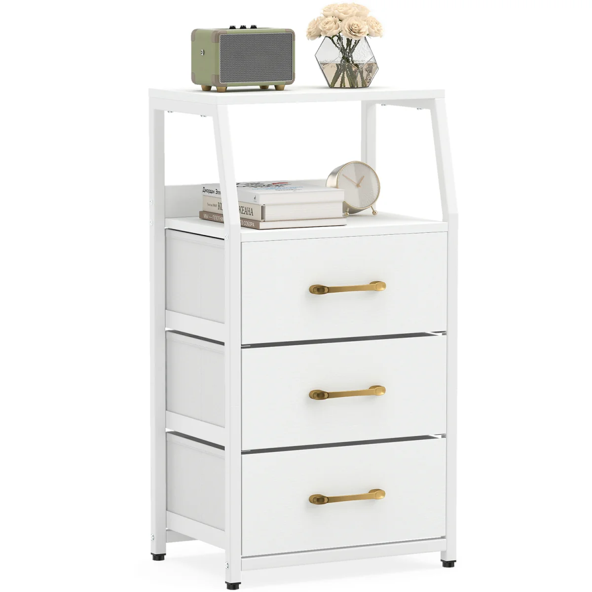 3 Drawer Vertical Storage Cabinet with Metal Fram - White – image 6