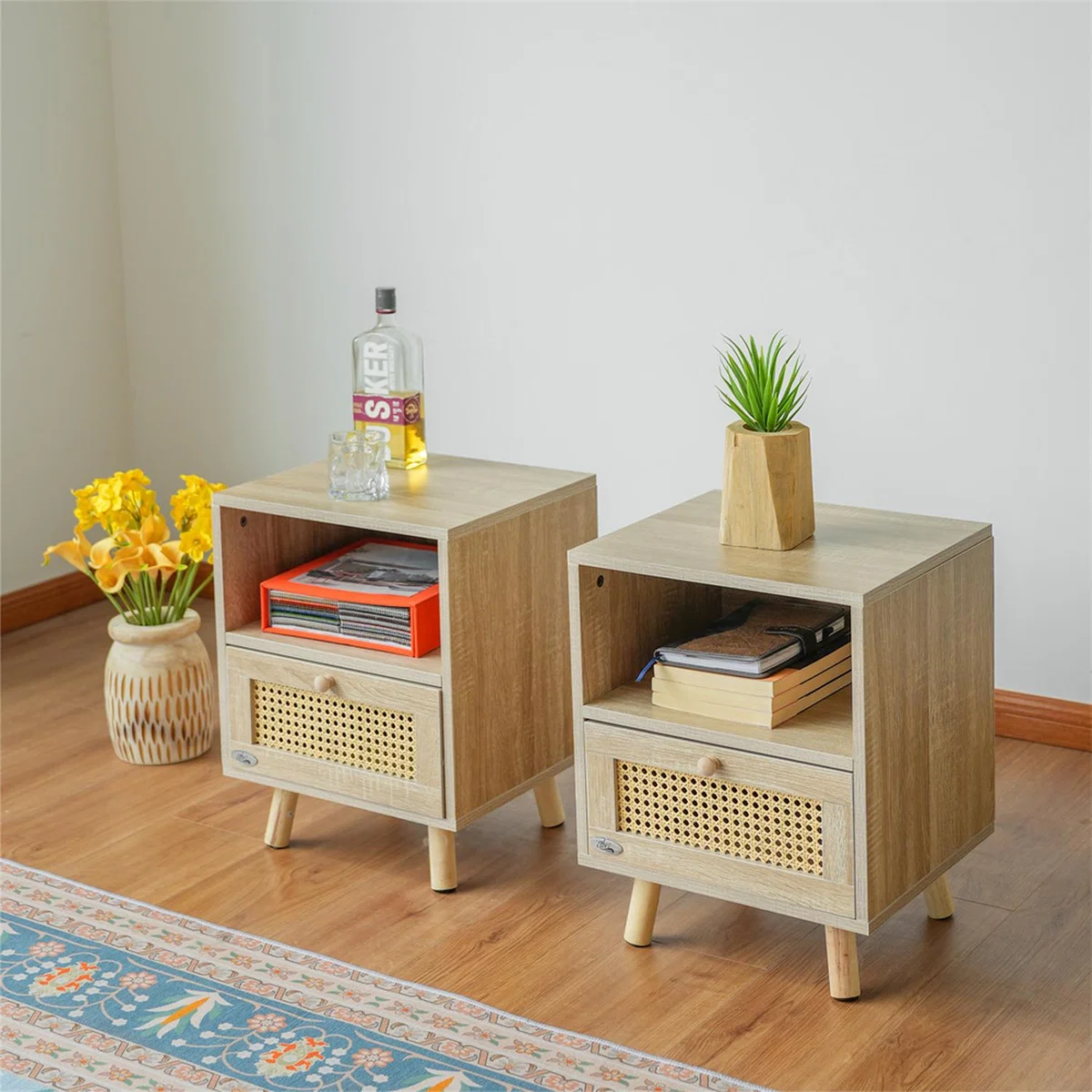 Abrihome Rattan Sideboard Cabinet - Brown / 40cm