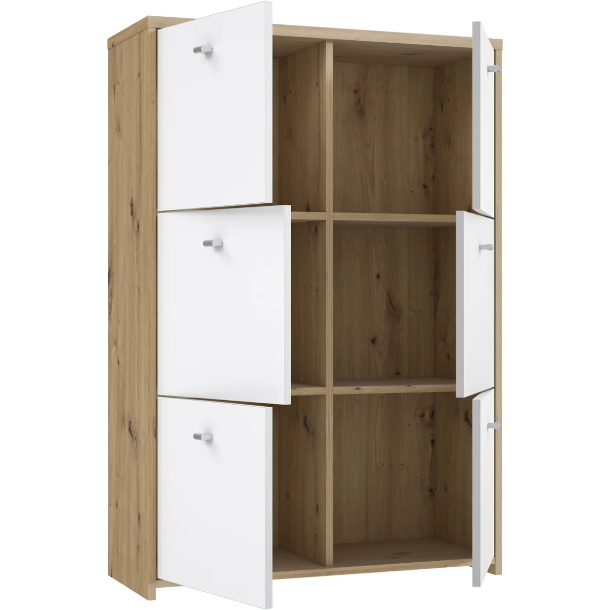 Best Chest Storage Cabinet with 6 Doors in Artisan Oak/White - Artisan Oak & White – image 4