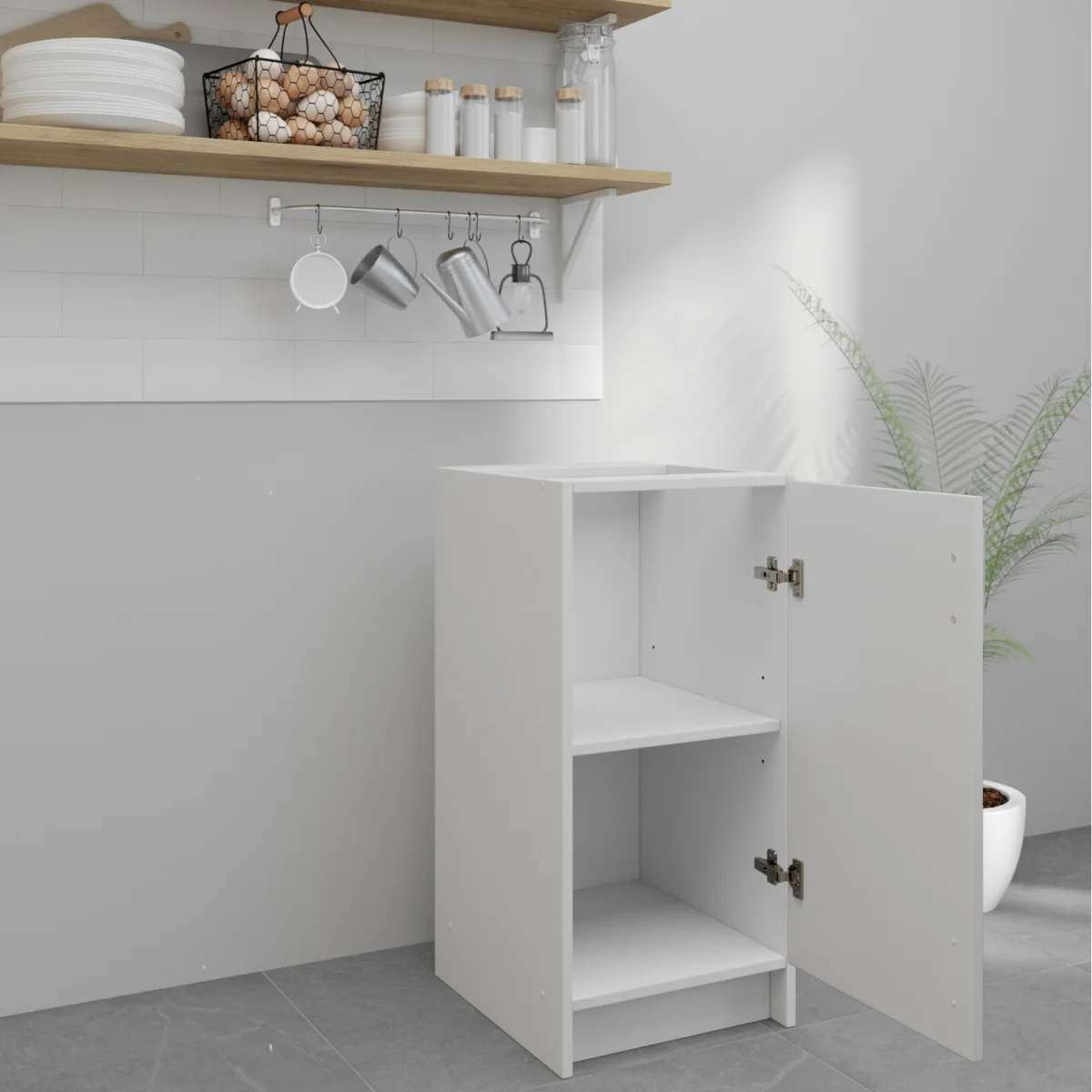JD Greta Kitchen Base Unit 400mm Storage Cabinet With Door Shelf 40cm - White Gloss - White Gloss – image 3