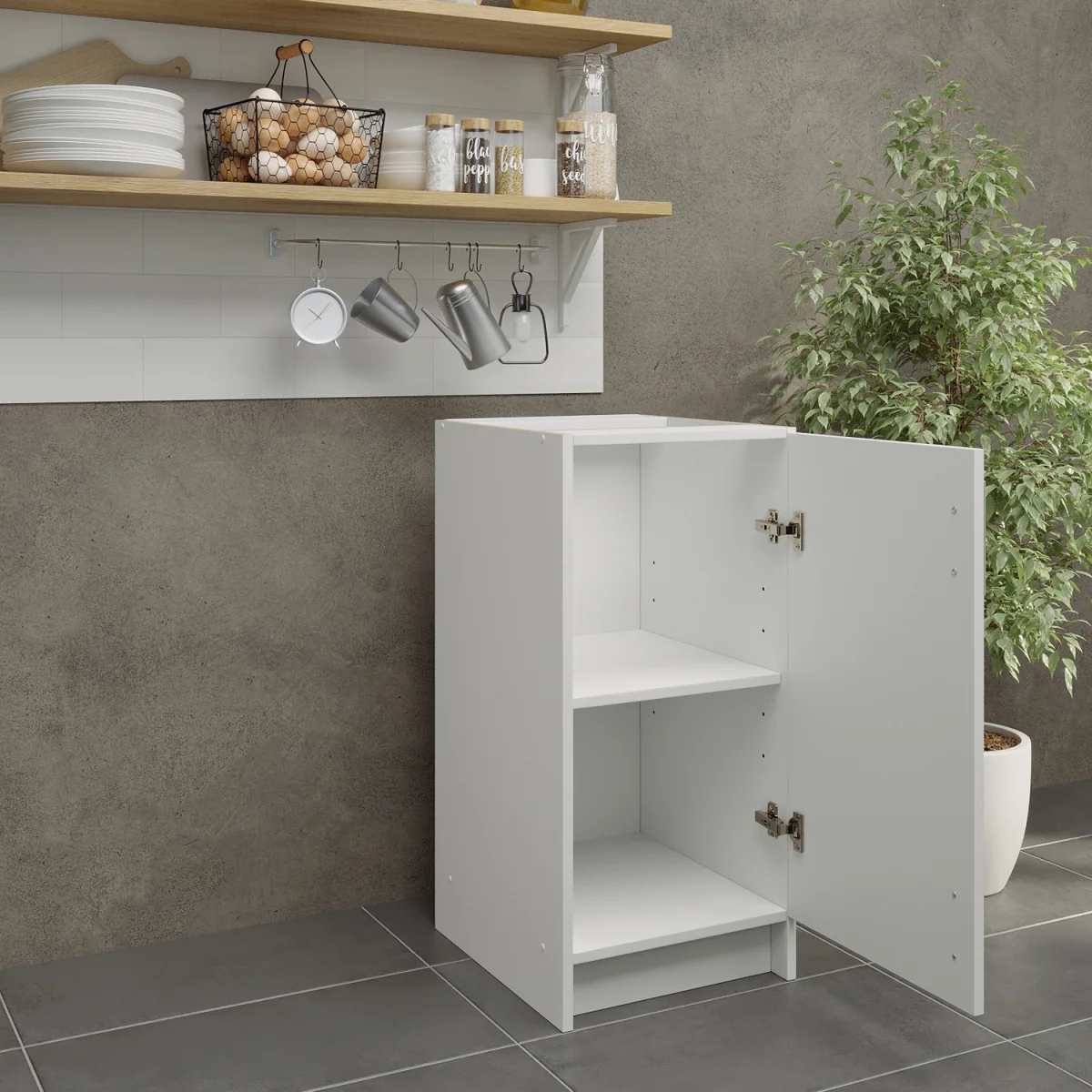JD Greta Kitchen Base Unit 400mm Storage Cabinet With Door Shelf 40cm - White Gloss - White Gloss – image 5
