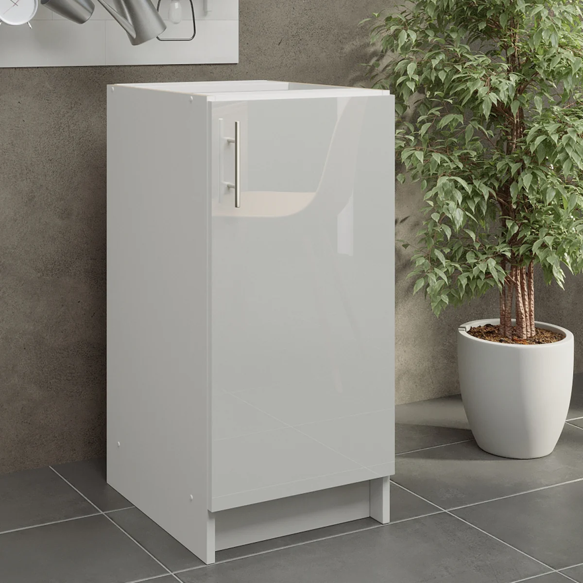 JD Greta Kitchen Base Unit 400mm Storage Cabinet With Door Shelf 40cm - White Gloss - White Gloss – image 7