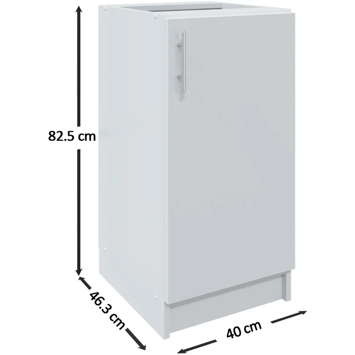 JD Greta Kitchen Base Unit 400mm Storage Cabinet With Door Shelf 40cm - White Gloss - White Gloss – image 9