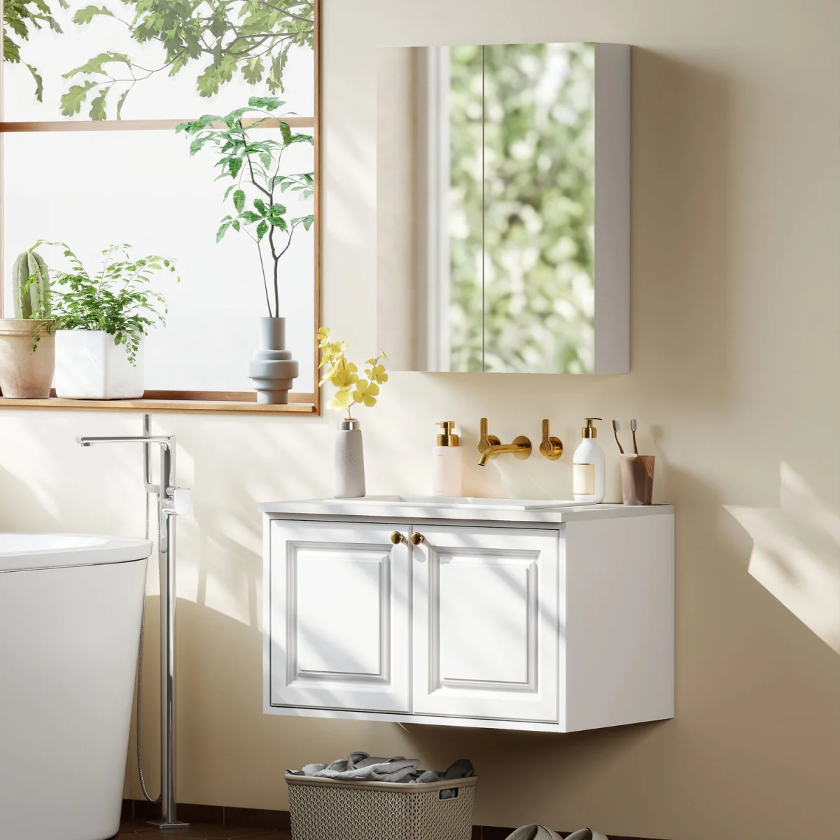 Wall Mount Mirror Cabinet - White / 15cm – image 2
