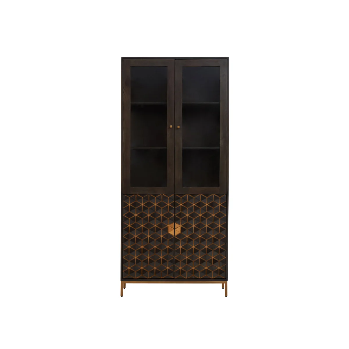 Patna Grey Finish Mango Wood Tall Cabinet - Grey – image 1