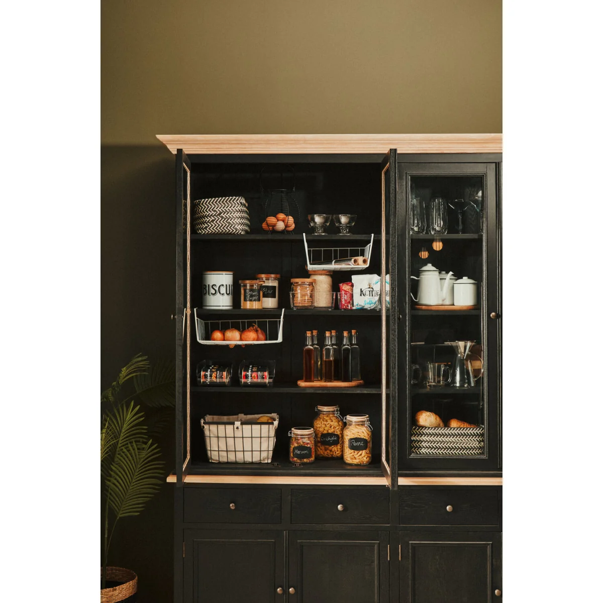 Lyon Black Oak Wood Large Cabinet – image 3