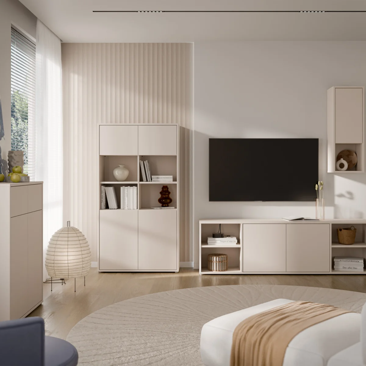 Alice Springs Wide Storage Cabinet 4 Doors Push-Open & 2 Central Shelves Sand - Sand – image 5